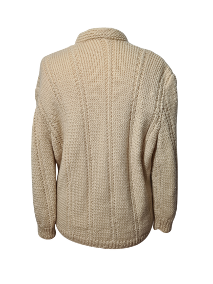 Gilet femme beige en laine fait main des années 70-80 EMMAUS