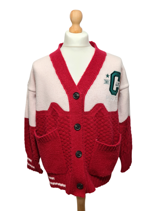 Gilet universitaire California homme vintage en laine brodé Beverly Hills EMMAUS