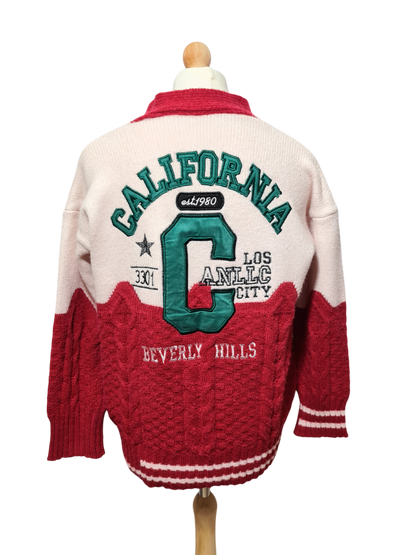 Gilet universitaire California homme vintage en laine brodé Beverly Hills EMMAUS
