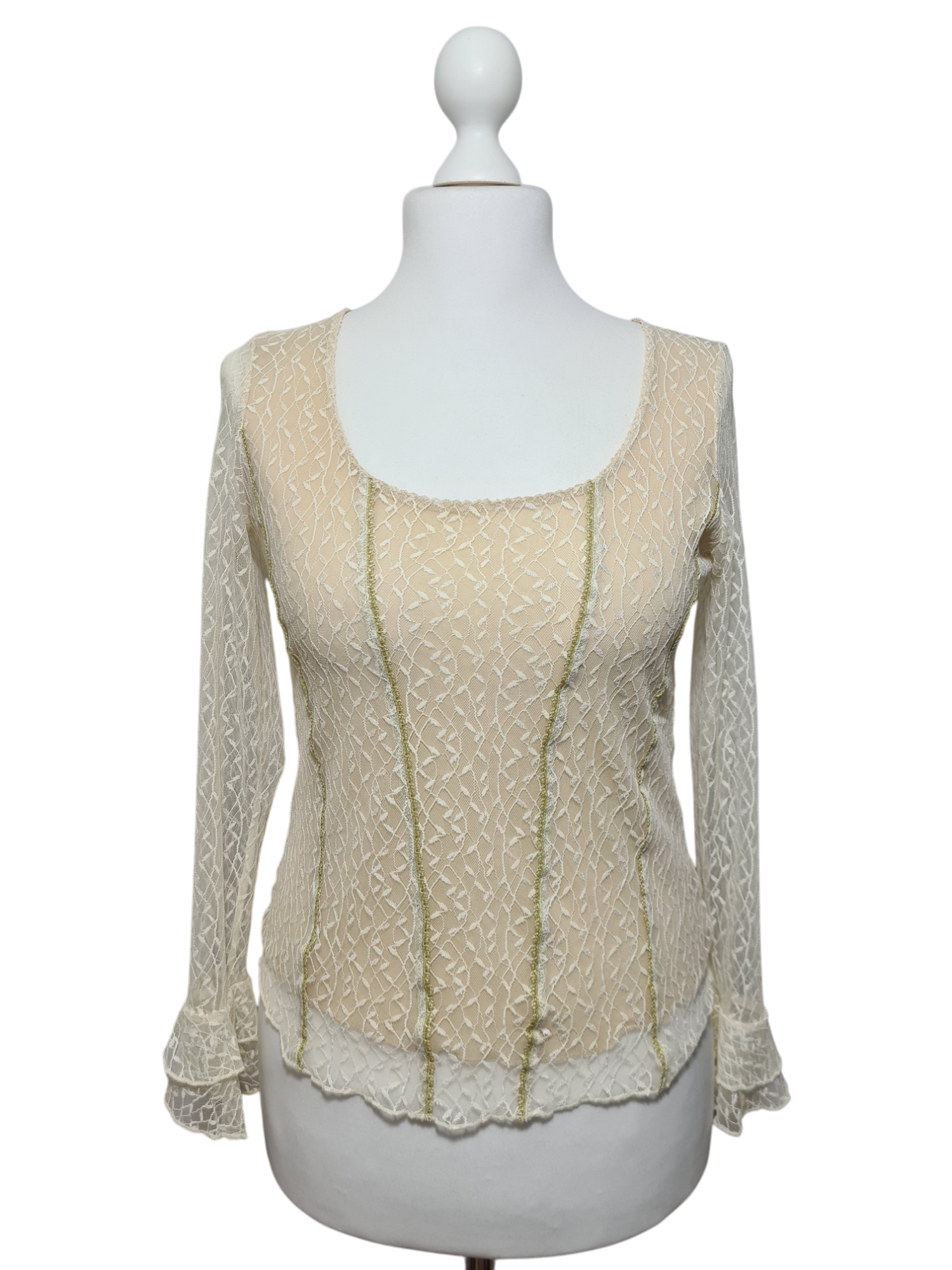 Haut en dentelle blanche Caroll des années 90-2000 EMMAUS