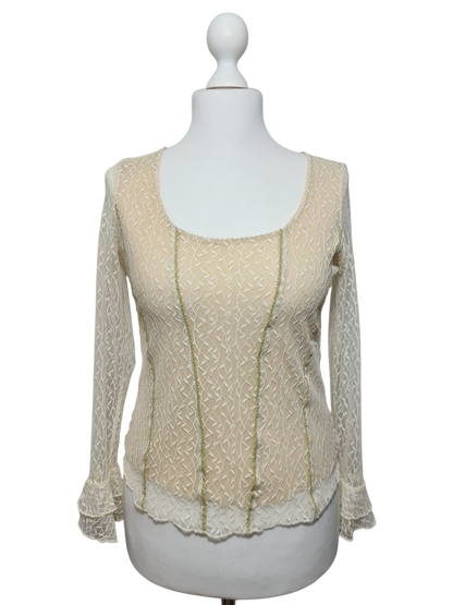 Haut en dentelle blanche Caroll des années 90-2000 EMMAUS