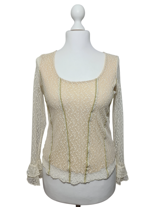 Haut en dentelle blanche Caroll des années 90-2000 EMMAUS