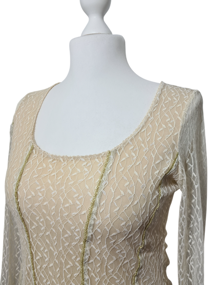 Haut en dentelle blanche Caroll des années 90-2000 EMMAUS