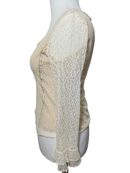 Haut en dentelle blanche Caroll des années 90-2000 EMMAUS