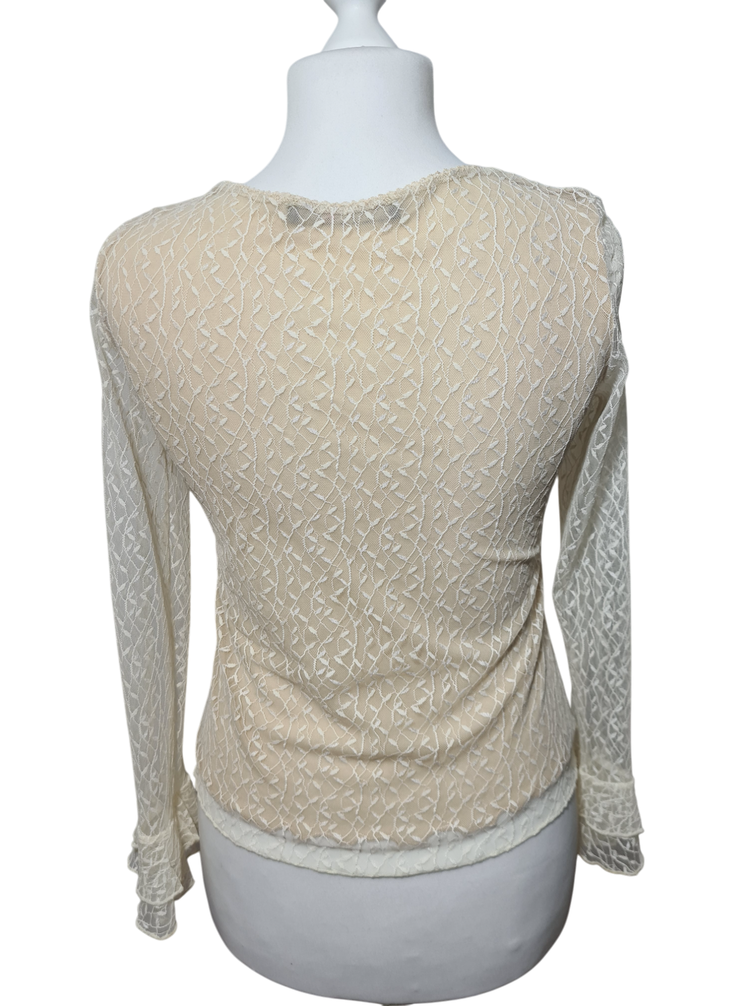 Haut en dentelle blanche Caroll des années 90-2000 EMMAUS