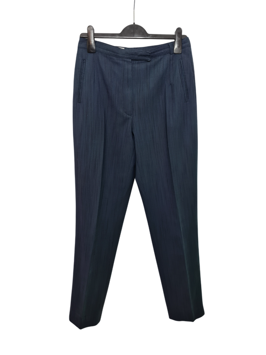 Pantalon à pinces taille haute femme bleu marine Caroll vintage des années 80-90 EMMAUS
