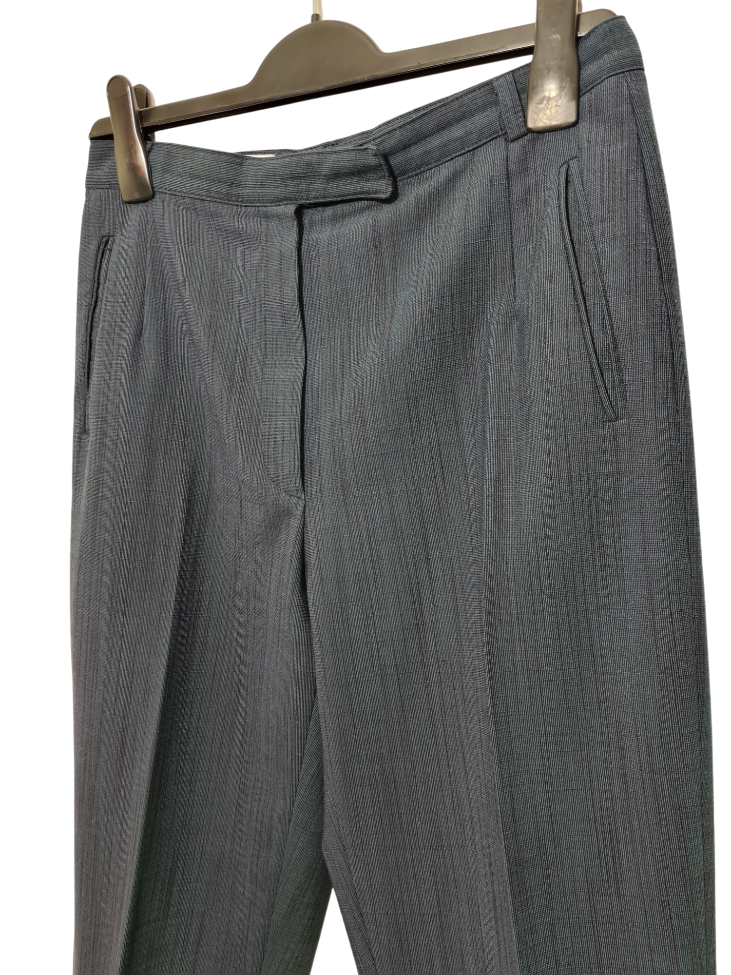 Pantalon à pinces taille haute femme bleu marine Caroll vintage des années 80-90 EMMAUS