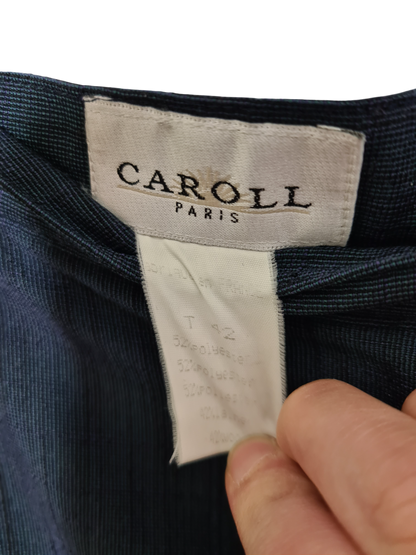 Pantalon à pinces taille haute femme bleu marine Caroll vintage des années 80-90 EMMAUS
