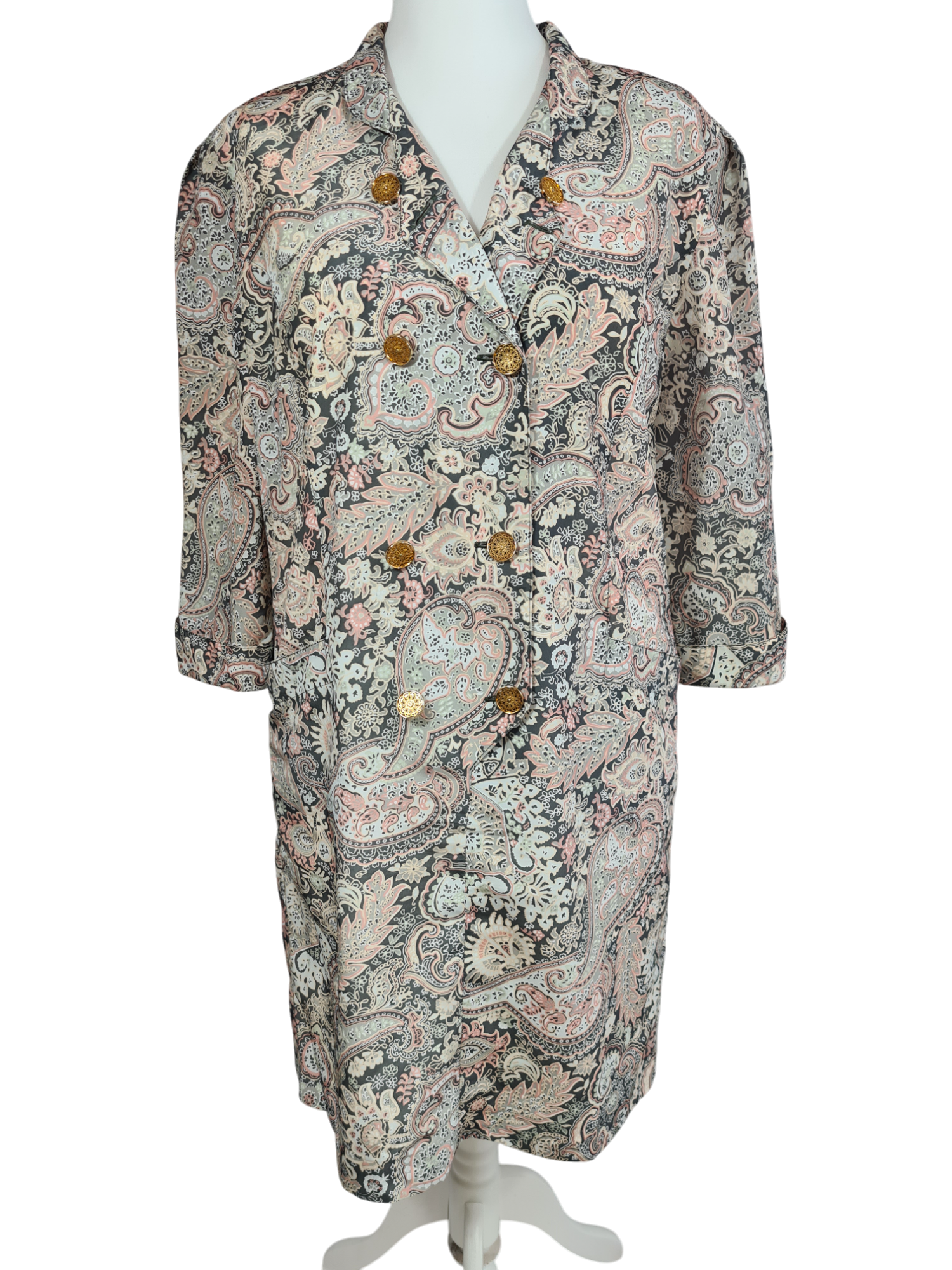 Parka femme C&A motifs cachemire avec boutons dorés des années 80-90 Les sales voleurs