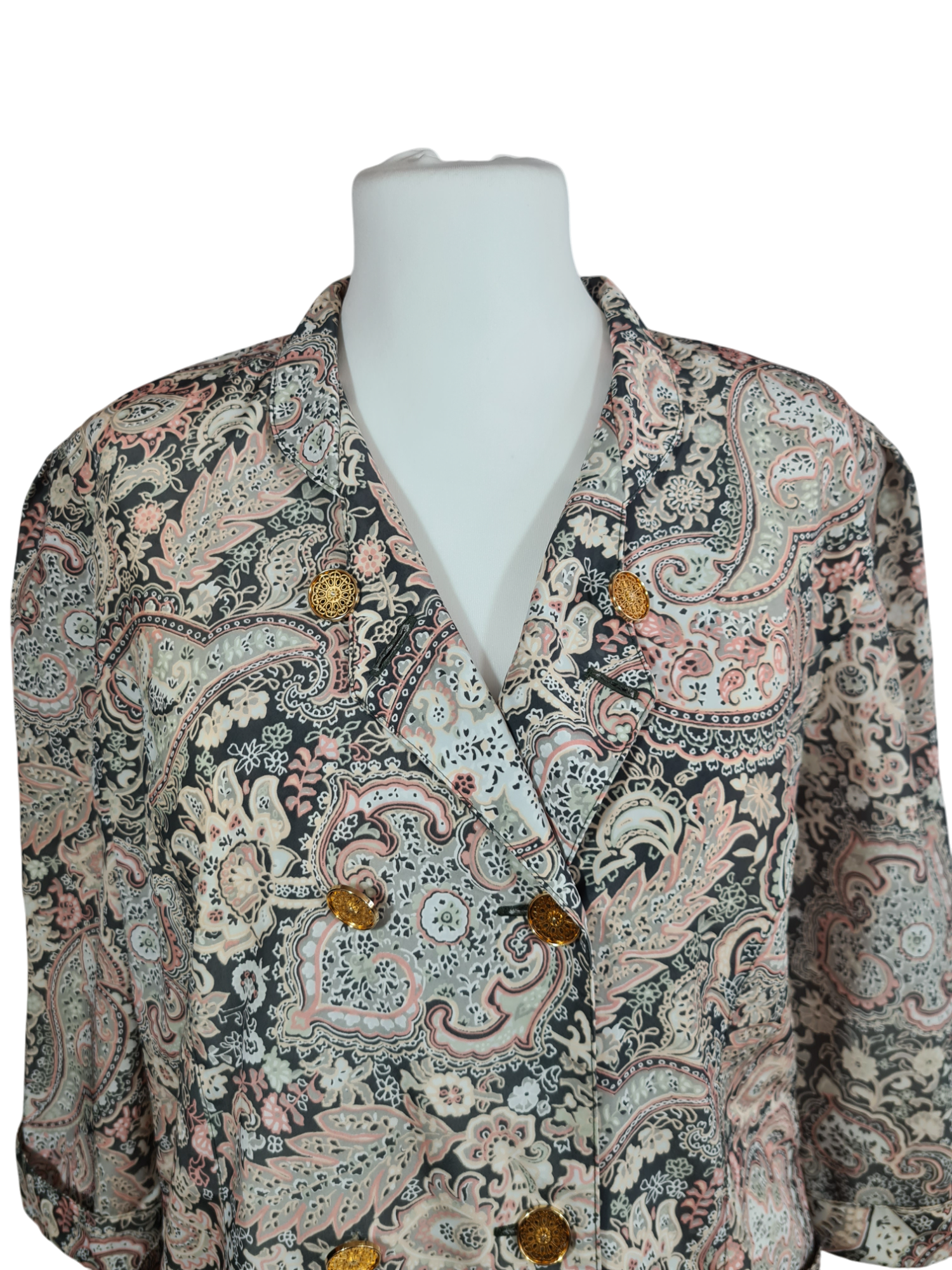 Parka femme C&A motifs cachemire avec boutons dorés des années 80-90 Les sales voleurs