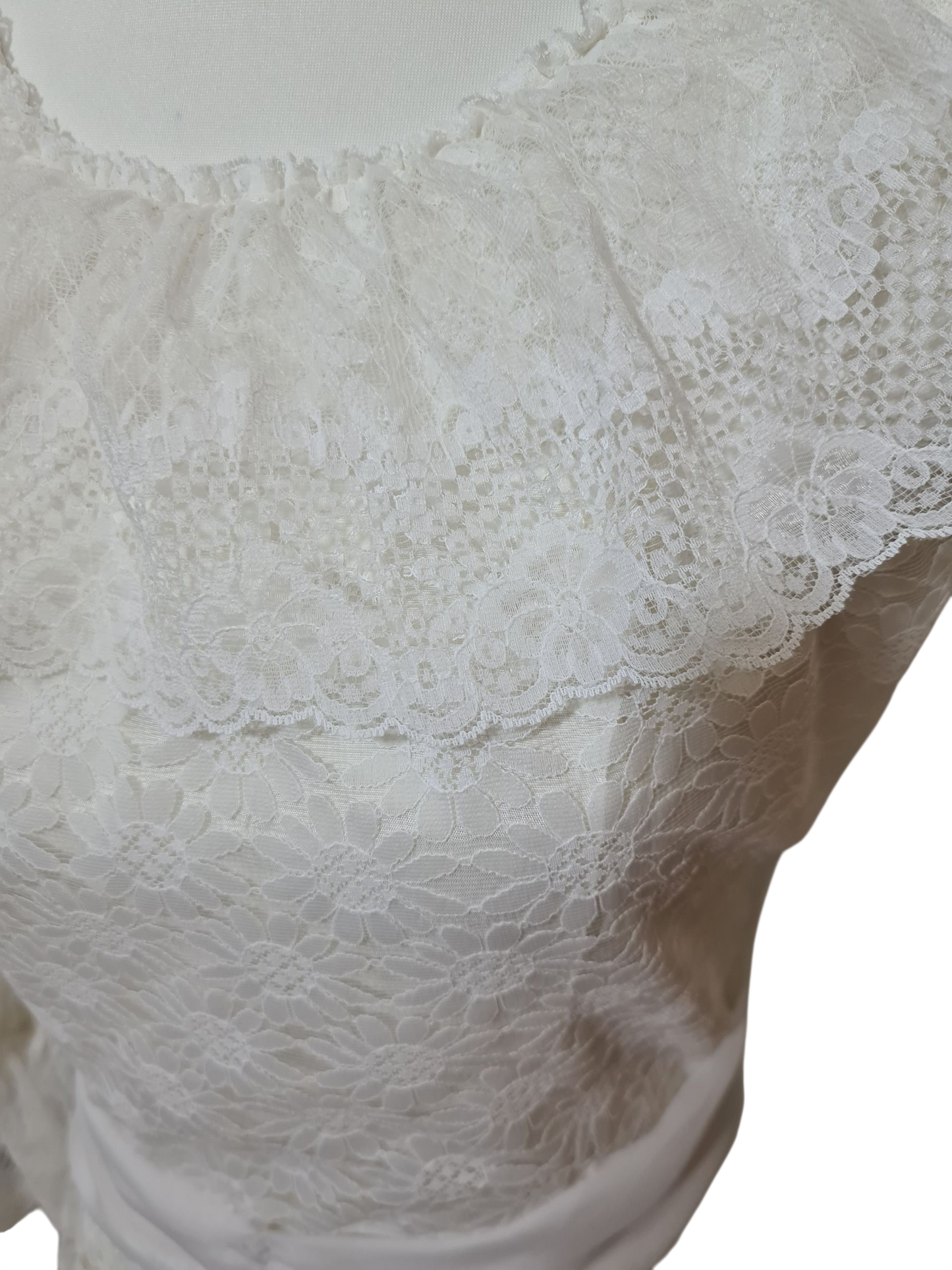 Robe de mariée vintage dentelle 70s/80s bohème romantique T36 EMMAUS
