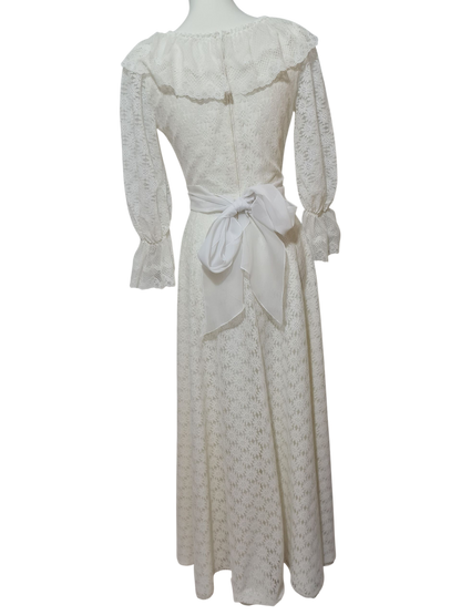 Robe de mariée vintage dentelle 70s/80s bohème romantique T36 EMMAUS