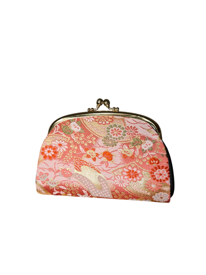 Porte-monnaie femme artisanal tissu brodé style japonisant des années 60 à 80 EMMAUS