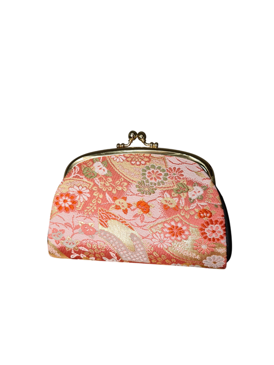 Porte-monnaie femme artisanal tissu brodé style japonisant des années 60 à 80 EMMAUS