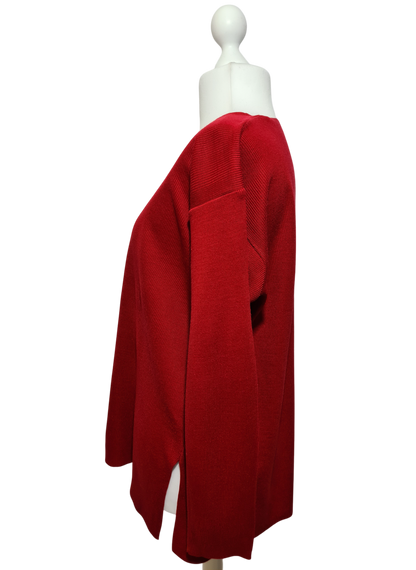 Pull rouge coupe ample St Michael en acrylique des années 80-90 EMMAUS