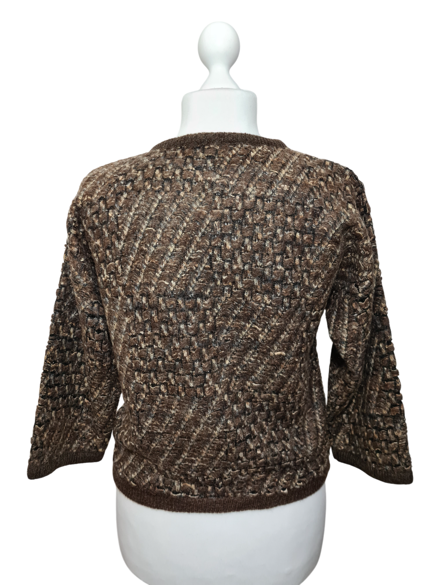 Beau pull chaud marron manches 3/4 des années 80-90 EMMAUS