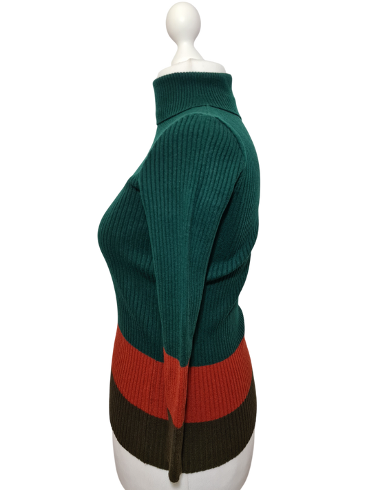 Pull femme en maille resserrée col roulé montant des années 90-2000 EMMAUS
