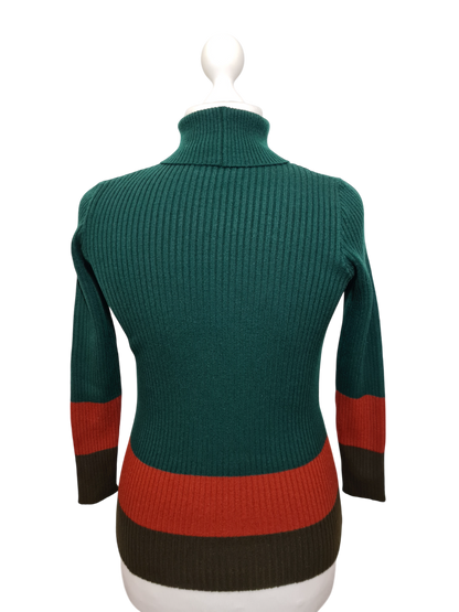 Pull femme en maille resserrée col roulé montant des années 90-2000 EMMAUS