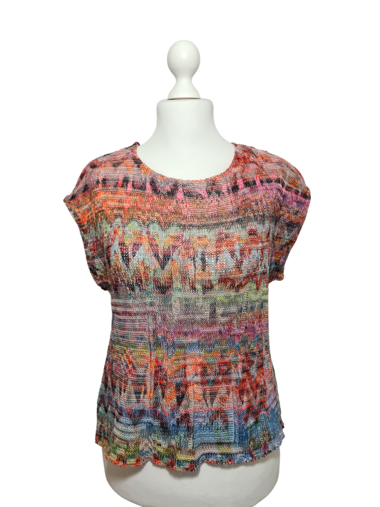 Pull en tricot multicolore effet Missoni-like des années 2000 EMMAUS