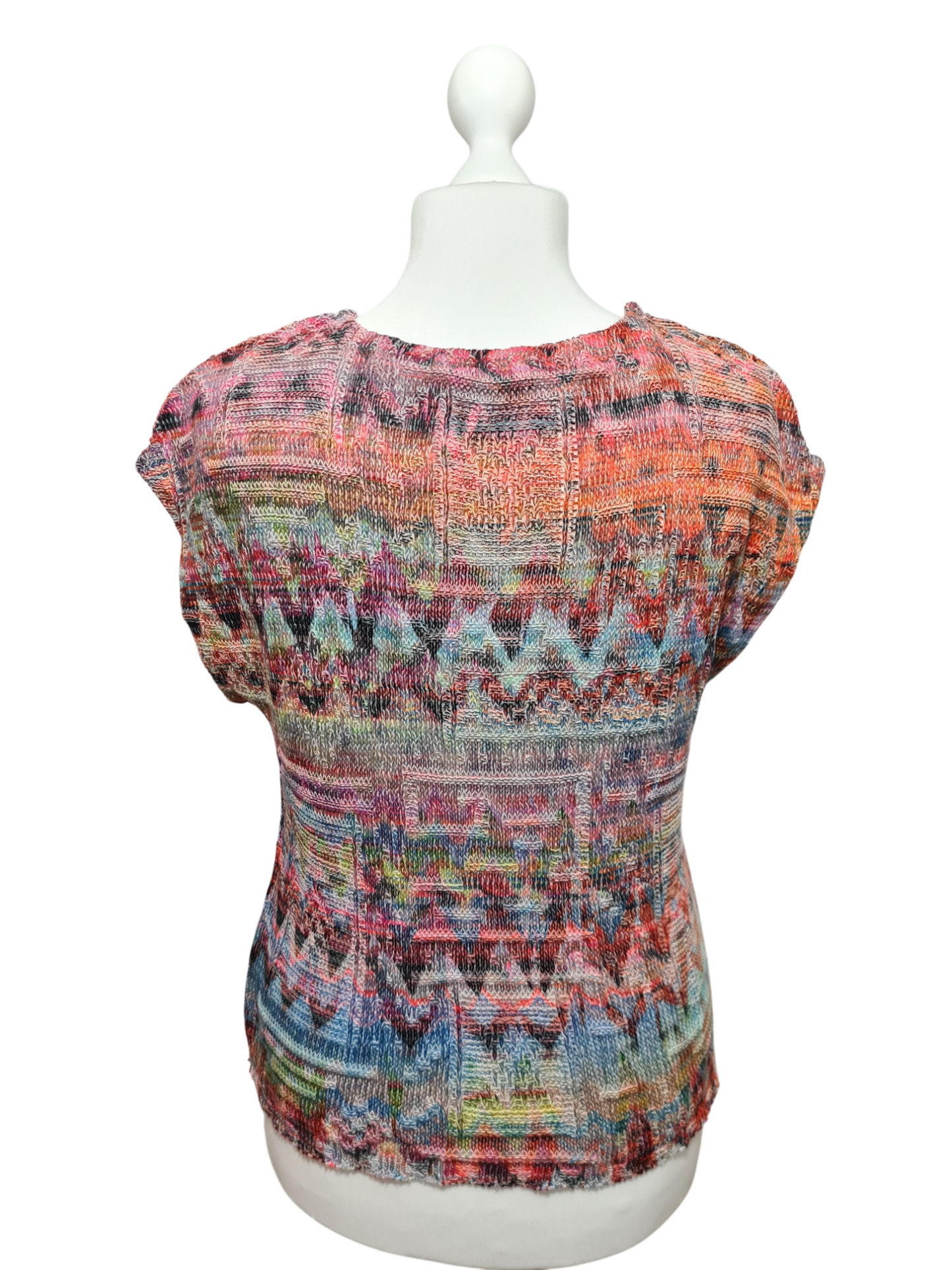 Pull en tricot multicolore effet Missoni-like des années 2000 EMMAUS