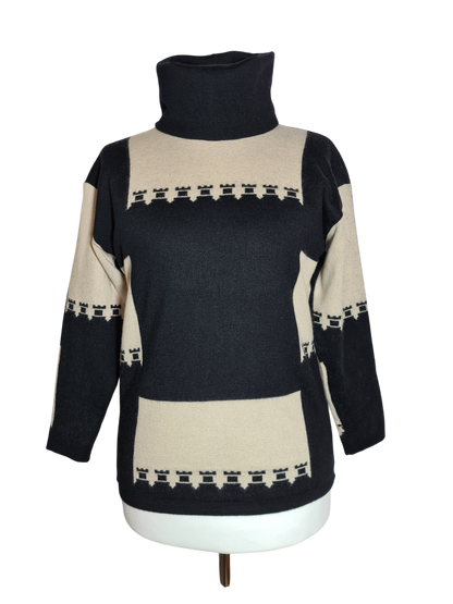 Pull col roulé femme vintage haut de gamme en laine pure des années 80/90 EMMAUS