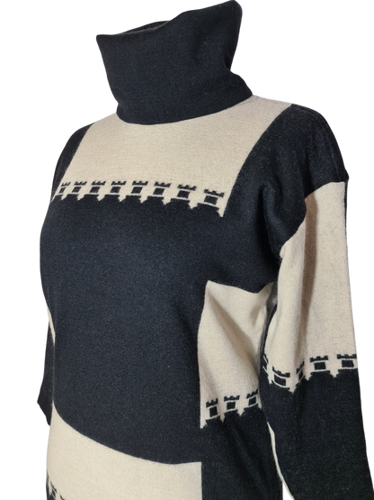 Pull col roulé femme vintage haut de gamme en laine pure des années 80/90 EMMAUS