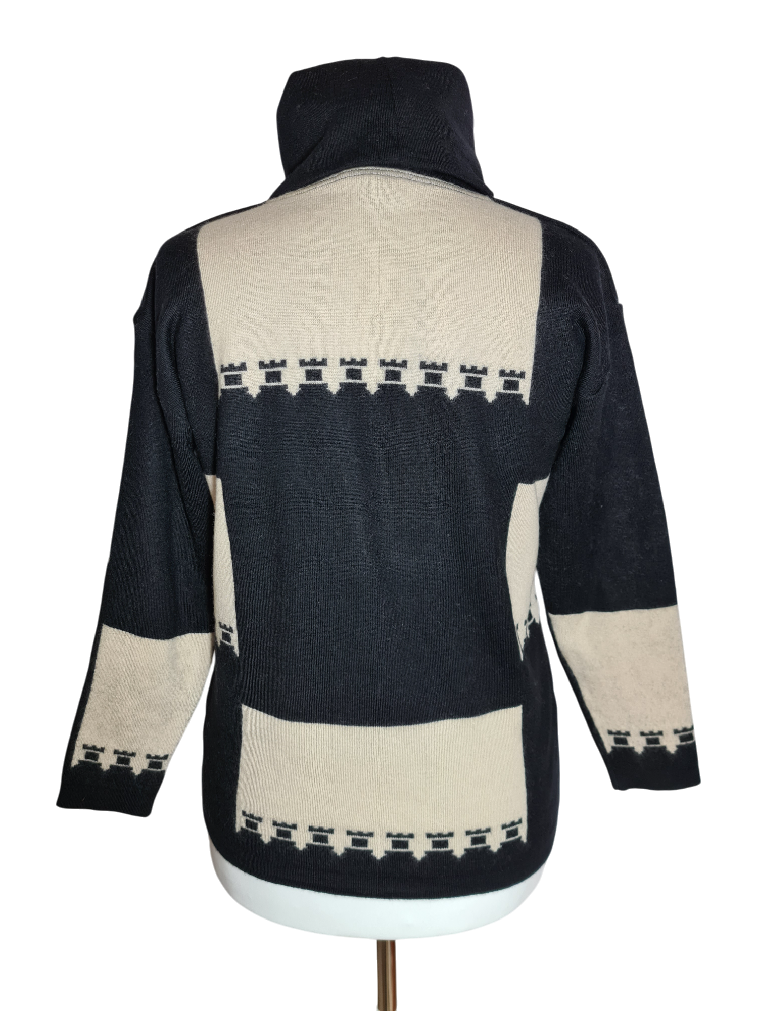 Pull col roulé femme vintage haut de gamme en laine pure des années 80/90 EMMAUS
