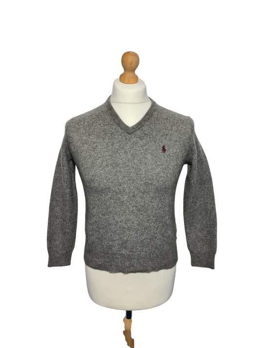 Pull Polo Ralph Lauren homme laine mérinos gris col V vintage S Aucun fournisseur