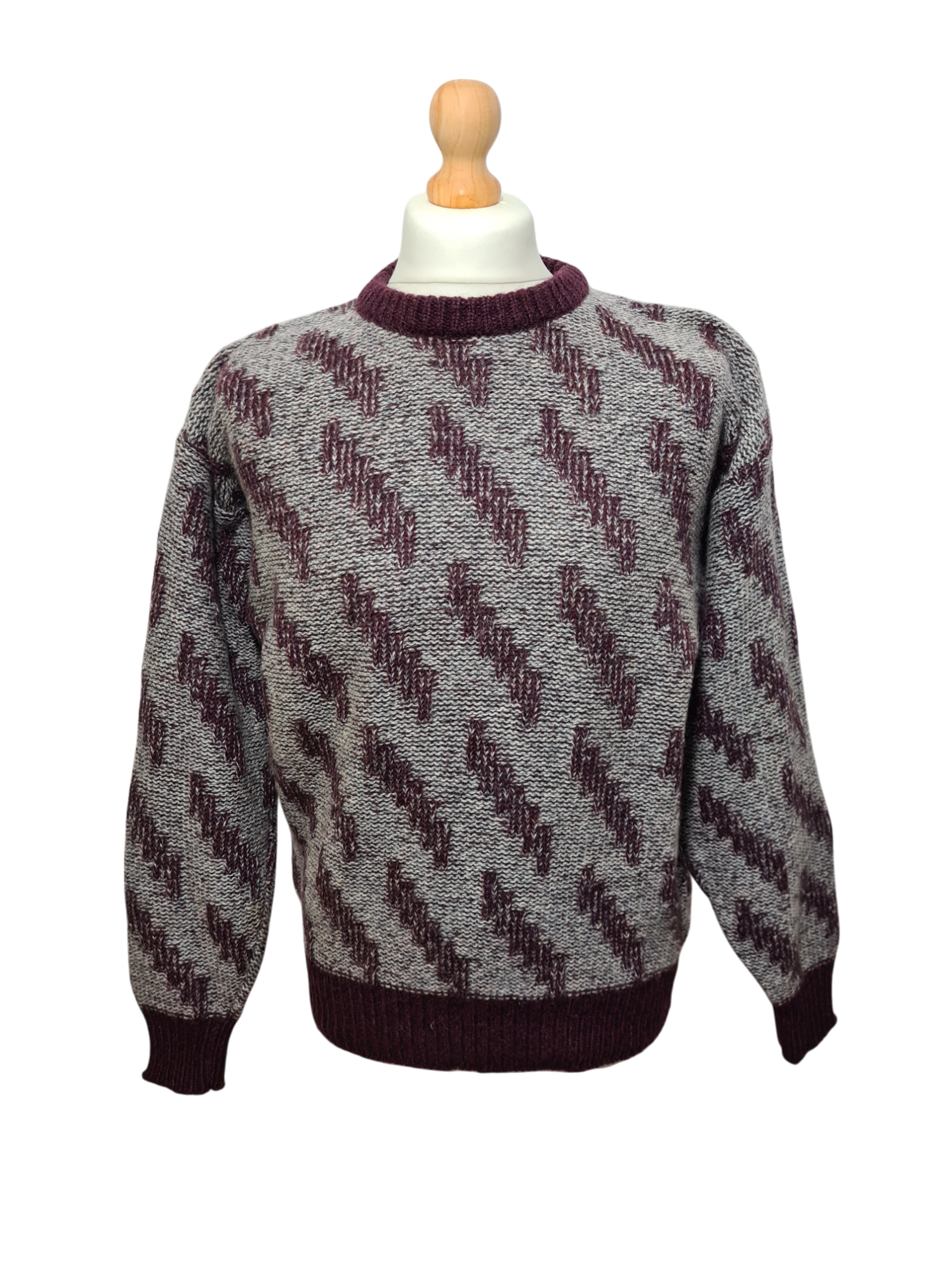 Pull homme artisanal irelandais en laine vierge des années 70-80 EMMAUS