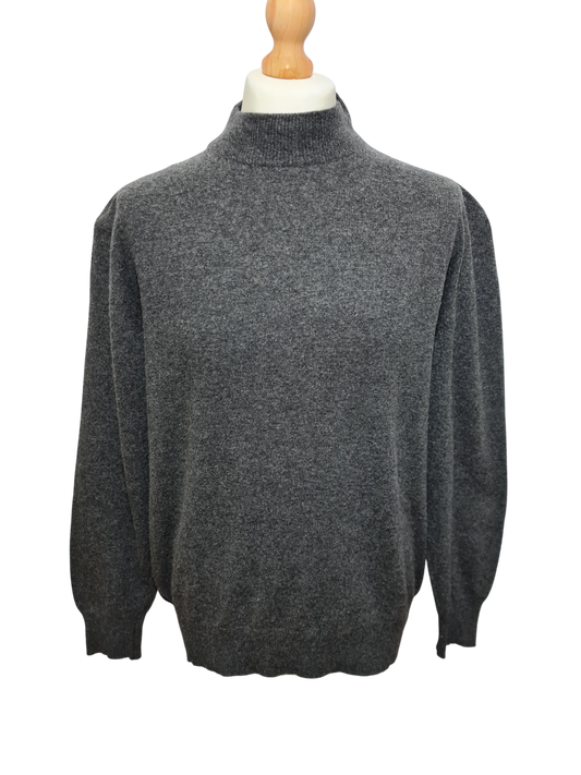 Pull gris col montant en laine d'agneau des années 90-2000 EMMAUS