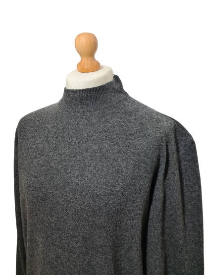 Pull gris col montant en laine d'agneau des années 90-2000 EMMAUS