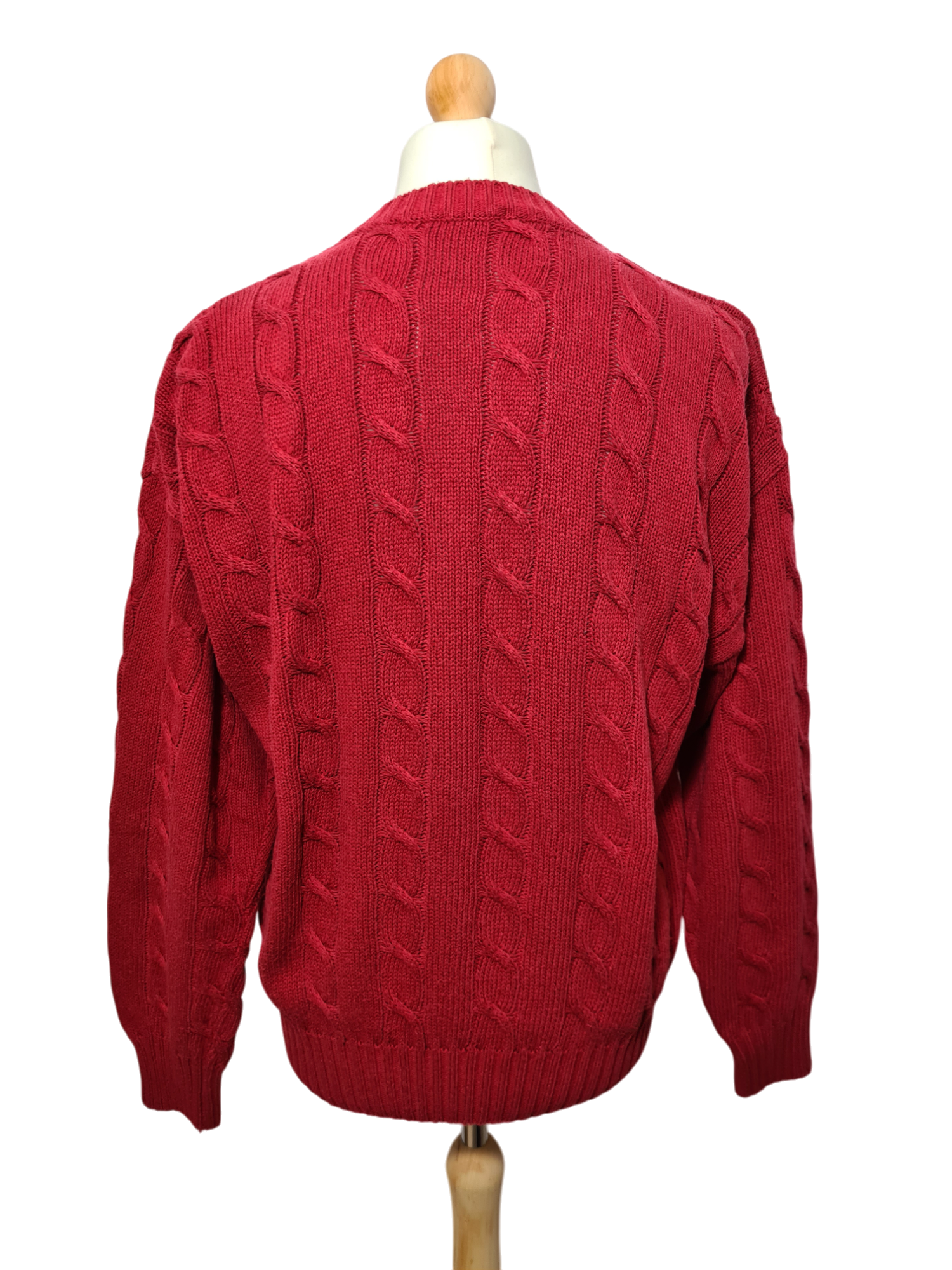 Pull homme torsadé rouge style épaules tombantes des années 90-2000 EMMAUS
