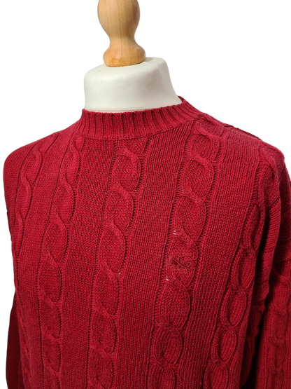 Pull homme torsadé rouge style épaules tombantes des années 90-2000 EMMAUS