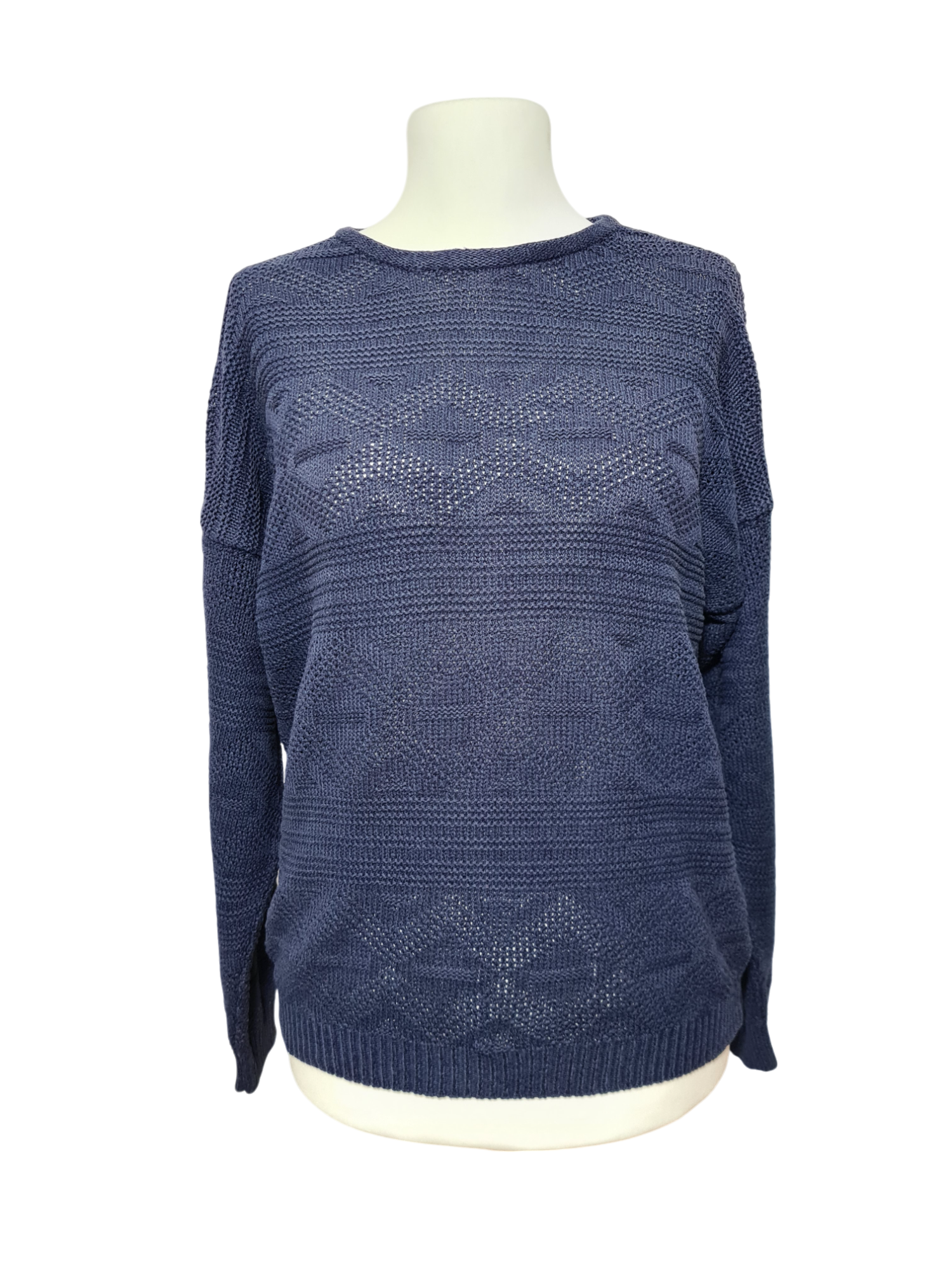 Pull Camaïeu vintage en tricot ajouré épaules tombantes des années 80-90 EMMAUS