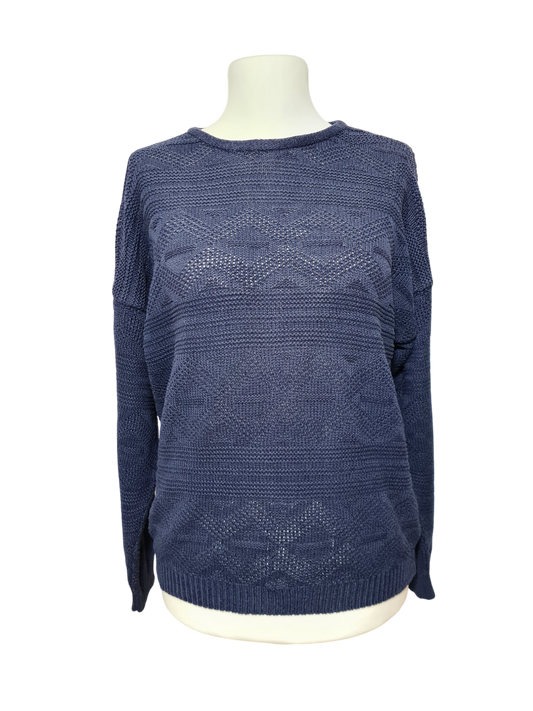 Pull Camaïeu vintage en tricot ajouré épaules tombantes des années 80-90 EMMAUS