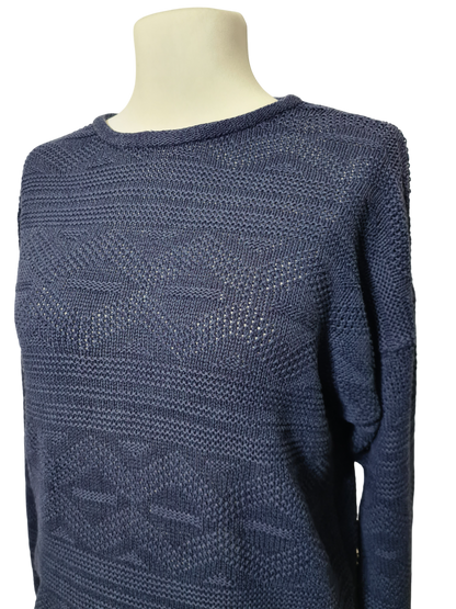 Pull Camaïeu vintage en tricot ajouré épaules tombantes des années 80-90 EMMAUS
