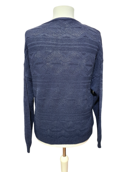 Pull Camaïeu vintage en tricot ajouré épaules tombantes des années 80-90 EMMAUS