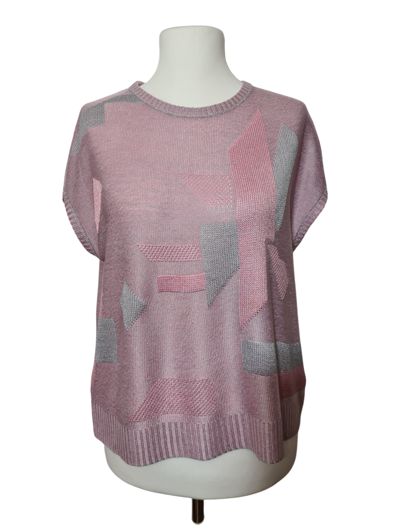 Pull femme coupe loose à motifs géométriques des années 80-90 EMMAUS