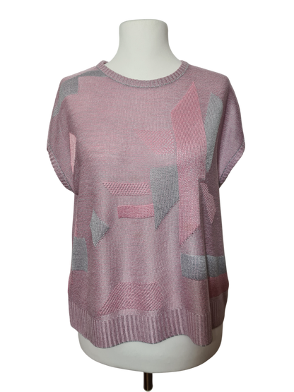 Pull femme coupe loose à motifs géométriques des années 80-90 EMMAUS