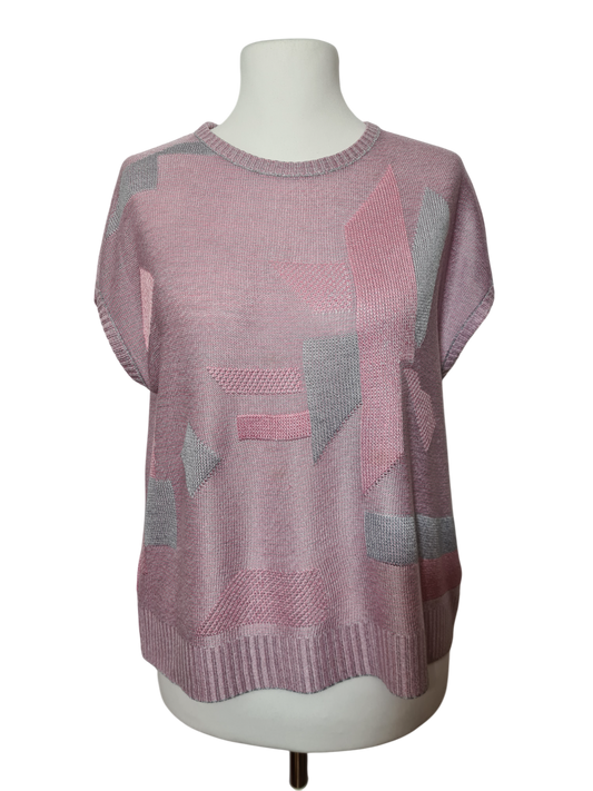Pull femme coupe loose à motifs géométriques des années 80-90 EMMAUS