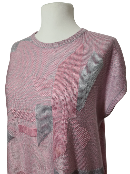 Pull femme coupe loose à motifs géométriques des années 80-90 EMMAUS