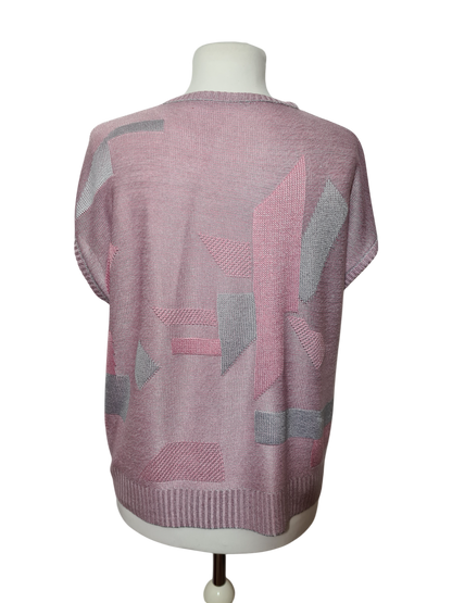 Pull femme coupe loose à motifs géométriques des années 80-90 EMMAUS