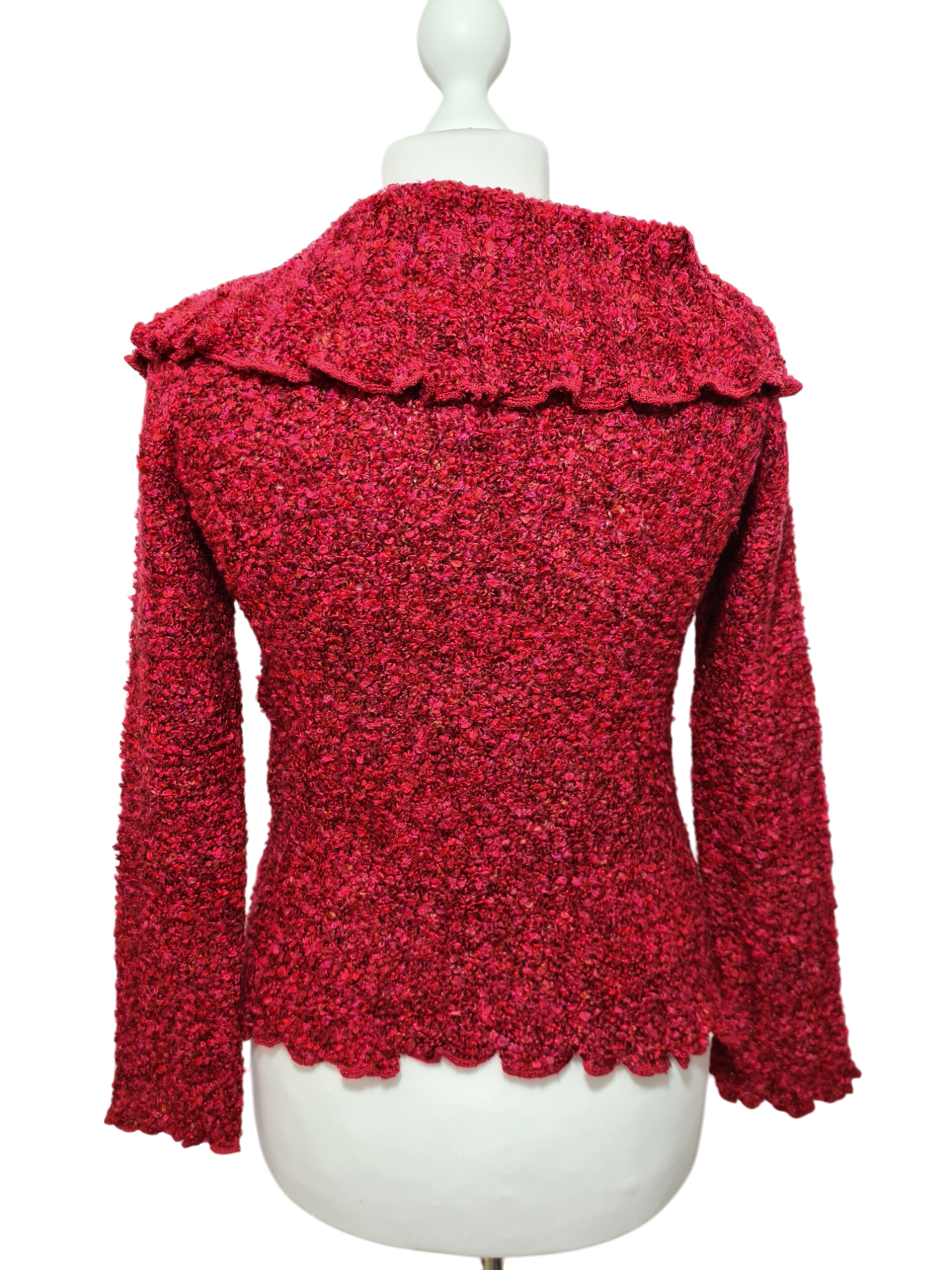 Pull moelleux bordeaux style bohème chic des années 90-2000 EMMAUS