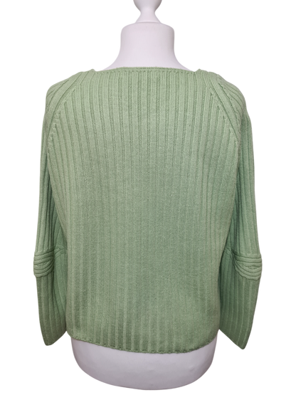 Pull femme col V à coudières motifs graphiques des années 90-2000 EMMAUS