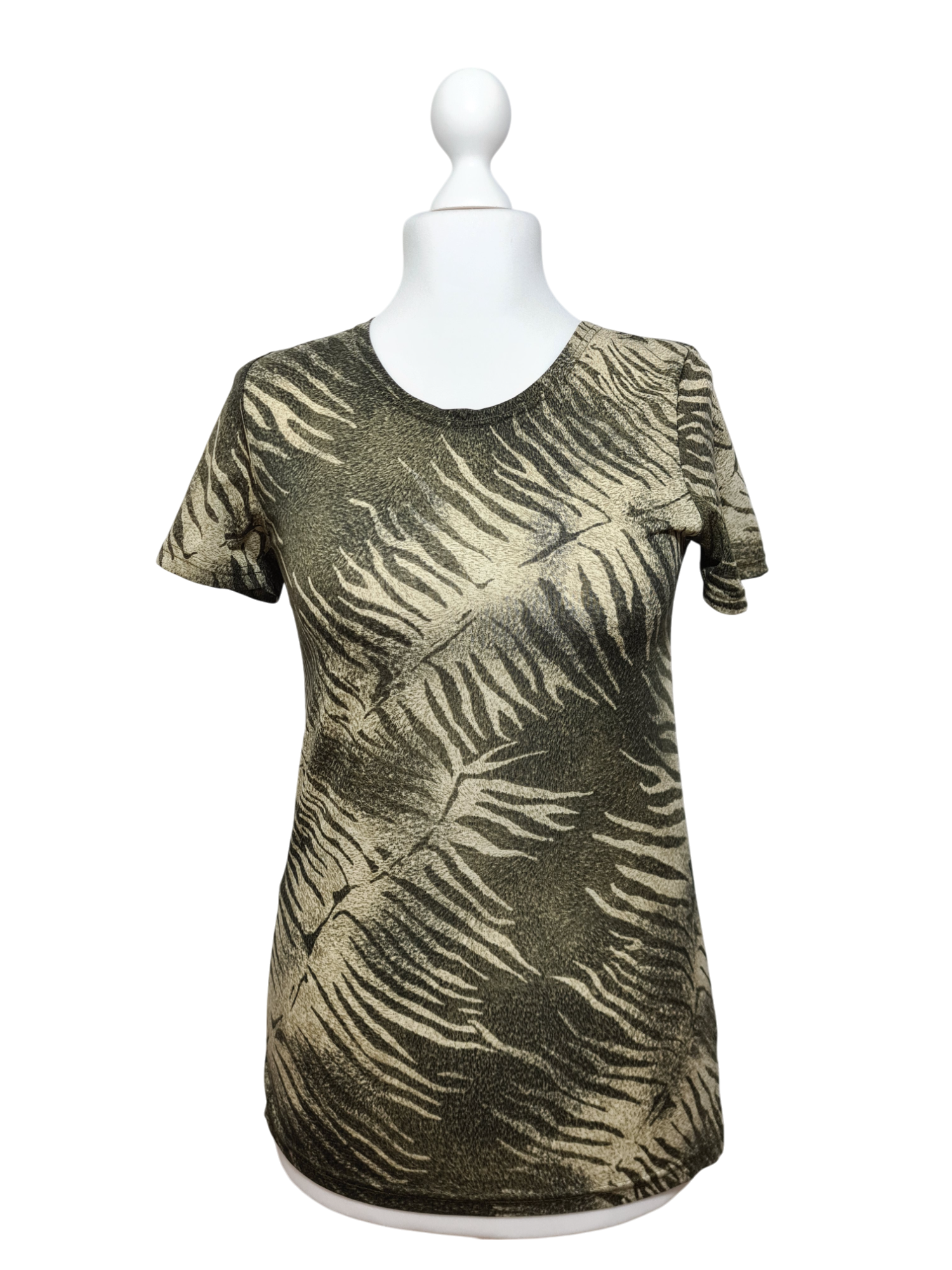 T-shirt kaki Bergère de France des années 90-2000 EMMAUS