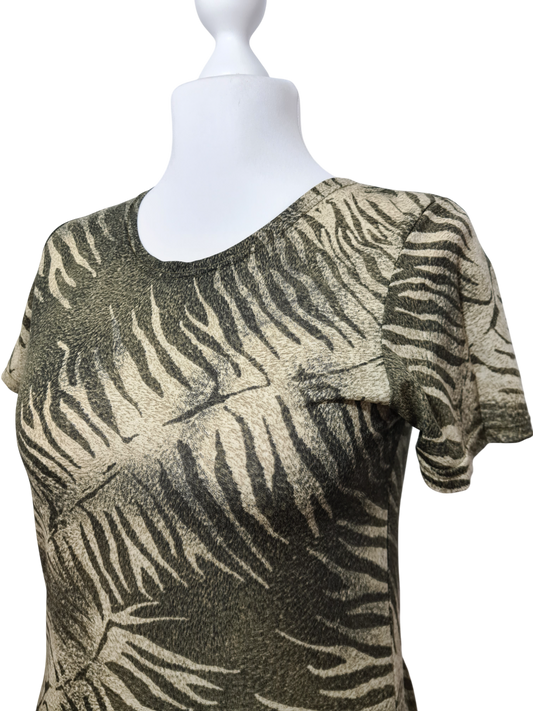 T-shirt kaki Bergère de France des années 90-2000 EMMAUS