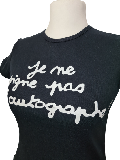 T-shirt noir Jennyfer message imprimé blanc des années 2000 EMMAUS