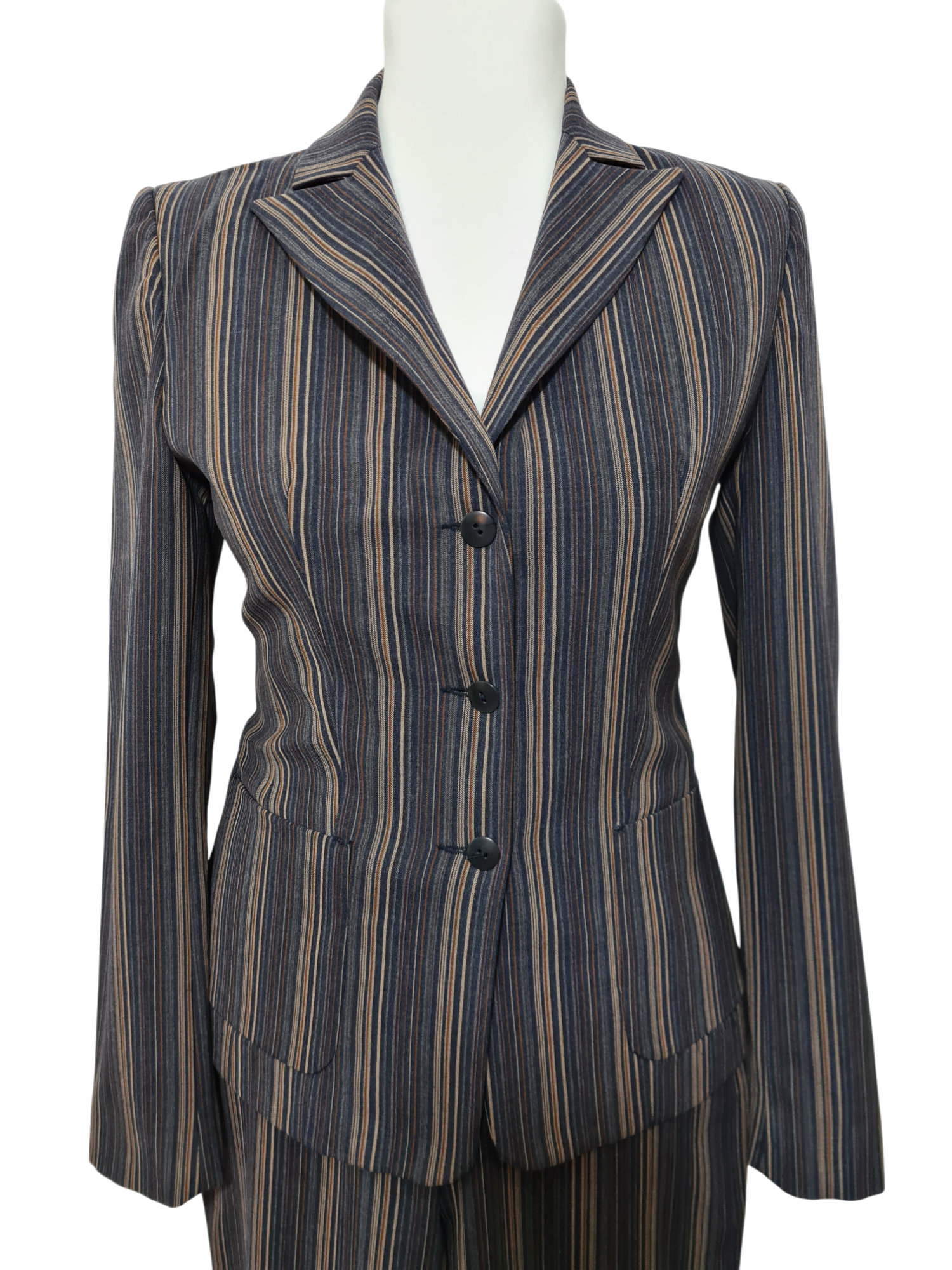 Tailleur à rayures pantalon + veste Caroll des années 90-2000 EMMAUS