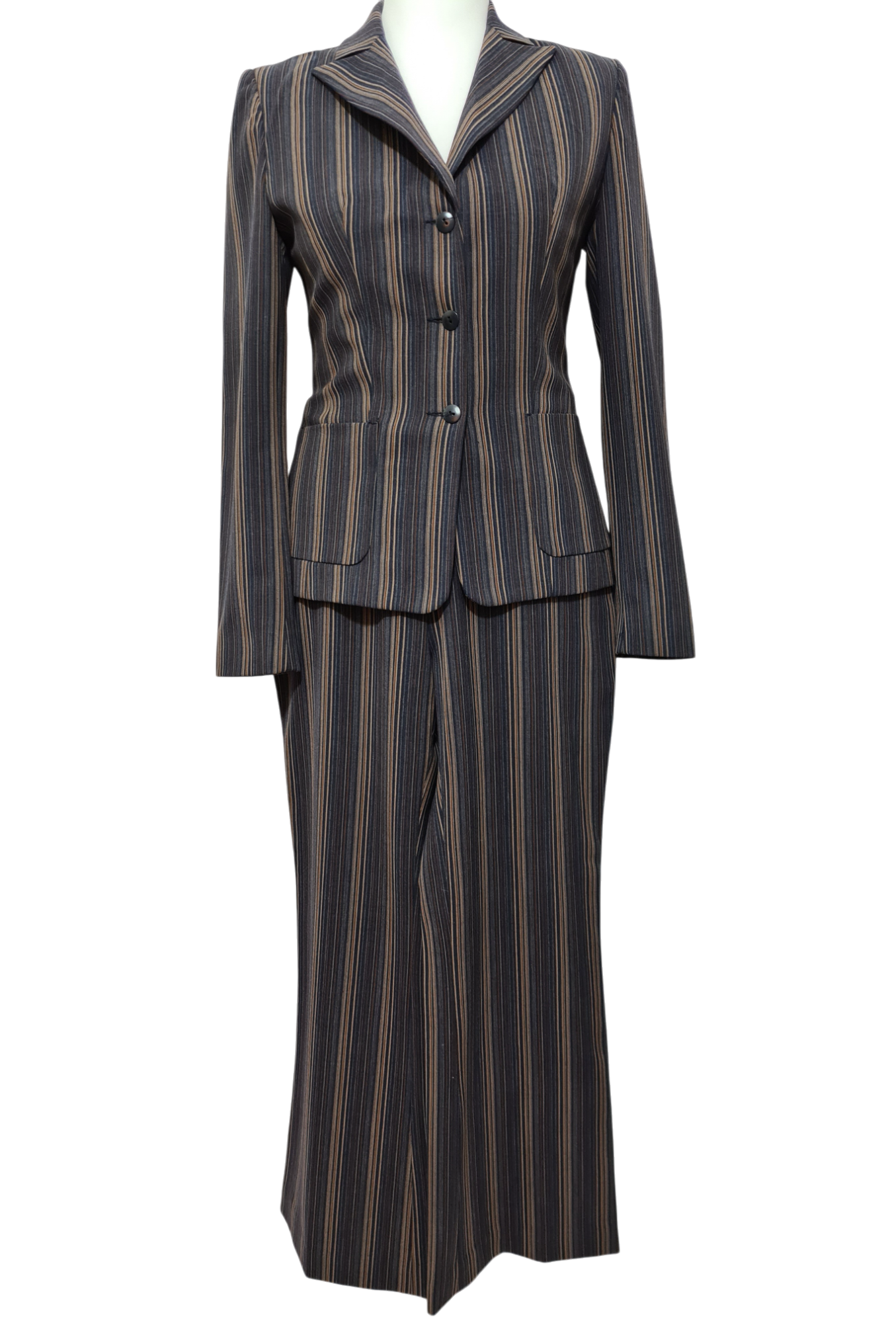 Tailleur à rayures pantalon + veste Caroll des années 90-2000 EMMAUS