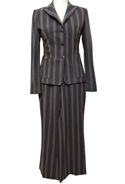 Tailleur à rayures pantalon + veste Caroll des années 90-2000 EMMAUS